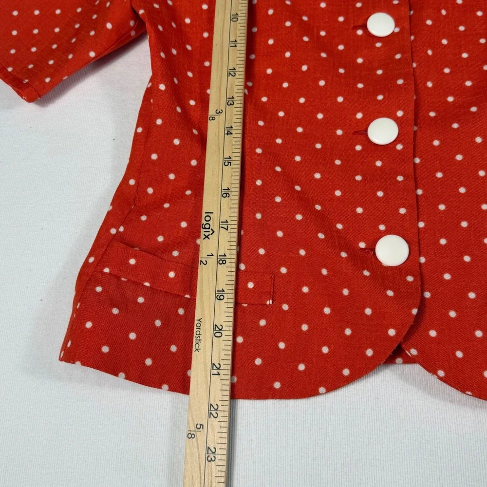 Weinberg Paris Skirt Suit Vintage Red White‎ Polka Dot Short Sleeve Blazer Set